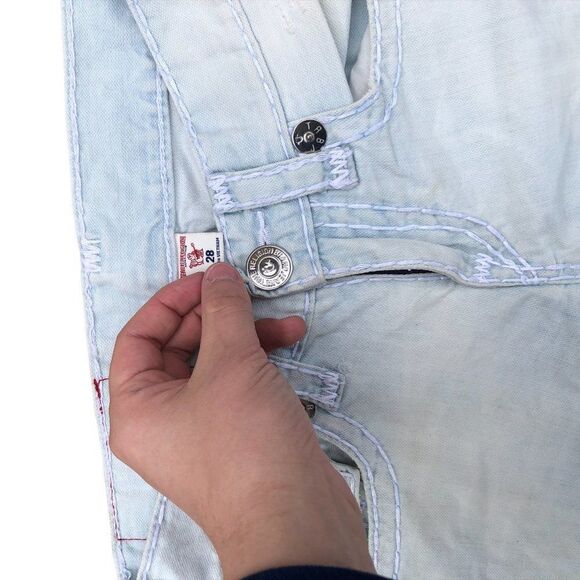 TRUE Religion Jeans Size 28 STRAIGHT SUPER T Blue/White - Picture 5 of 9